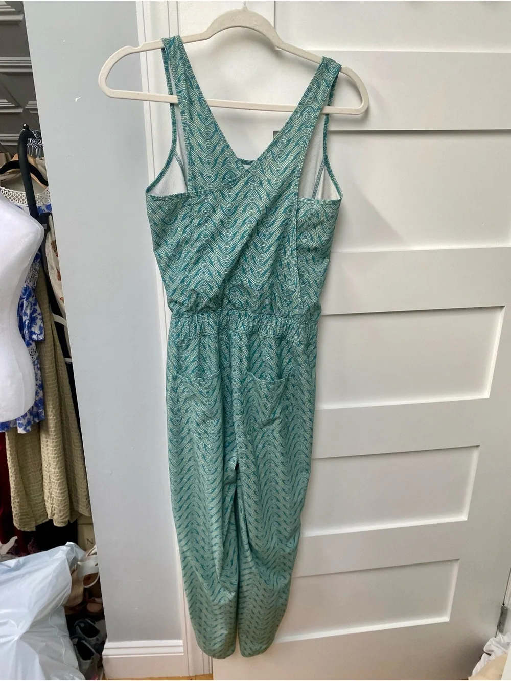 Patagonia Teal Chevron Sleeveless Jumpsuit size XS - Picture 6 of 7